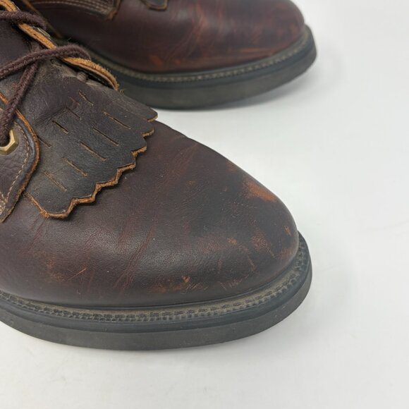 Justin work boots 761 brown leather kiltie lace up 9.5D - Picture 5 of 11